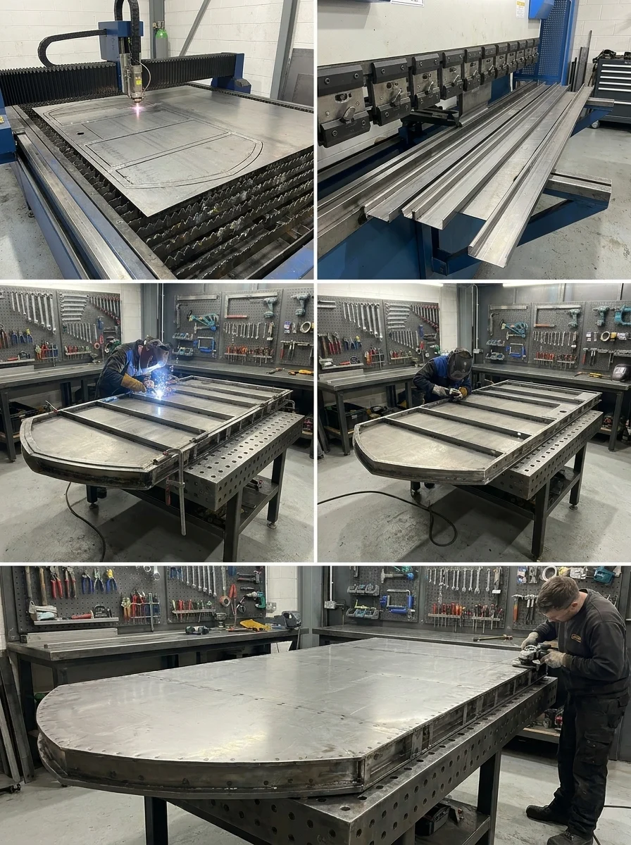 Steel Skeleton With Welded Arched Head Frame Assembly Stage